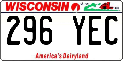 WI license plate 296YEC