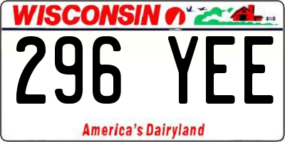 WI license plate 296YEE