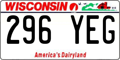 WI license plate 296YEG