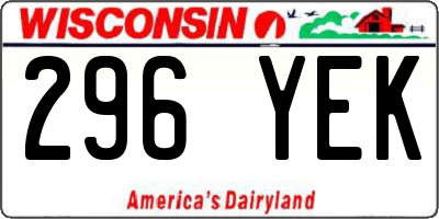 WI license plate 296YEK