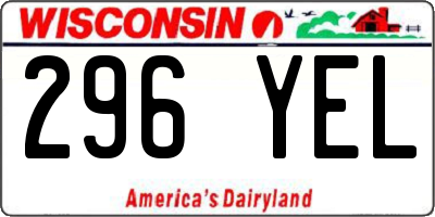 WI license plate 296YEL