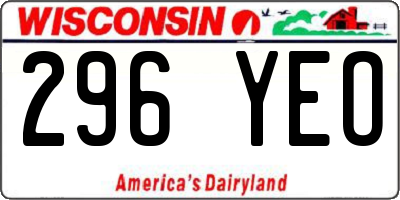 WI license plate 296YEO