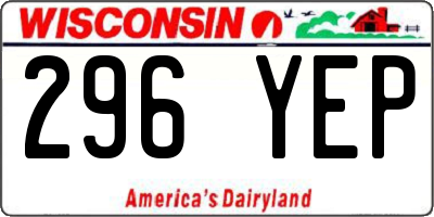 WI license plate 296YEP