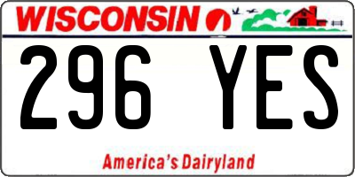 WI license plate 296YES