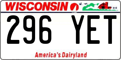 WI license plate 296YET