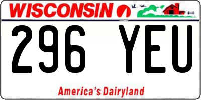 WI license plate 296YEU