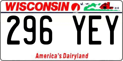 WI license plate 296YEY