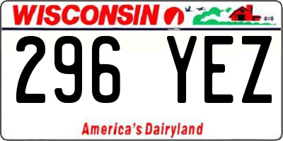 WI license plate 296YEZ