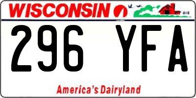 WI license plate 296YFA