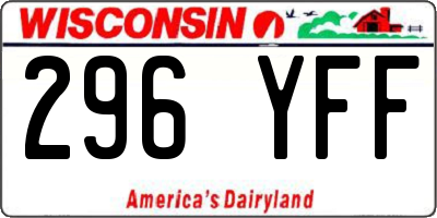 WI license plate 296YFF
