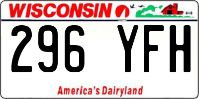 WI license plate 296YFH