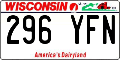 WI license plate 296YFN