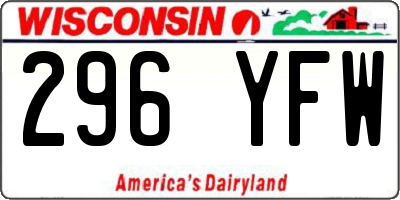 WI license plate 296YFW
