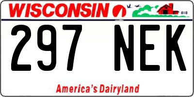 WI license plate 297NEK