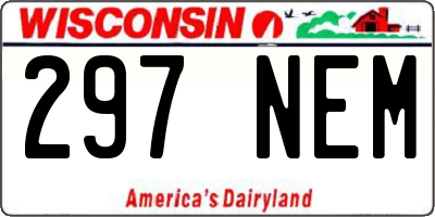 WI license plate 297NEM