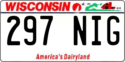 WI license plate 297NIG