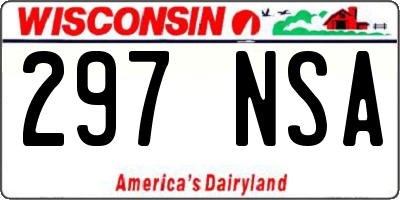 WI license plate 297NSA