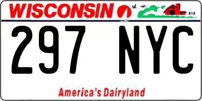 WI license plate 297NYC