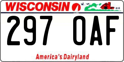 WI license plate 297OAF