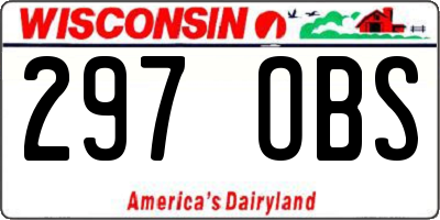 WI license plate 297OBS