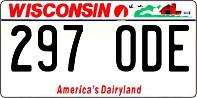 WI license plate 297ODE