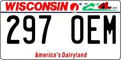 WI license plate 297OEM