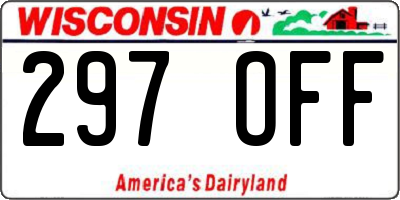 WI license plate 297OFF