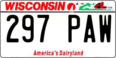 WI license plate 297PAW