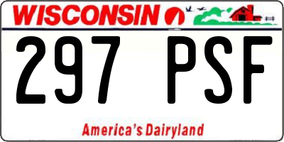 WI license plate 297PSF