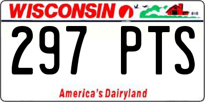 WI license plate 297PTS