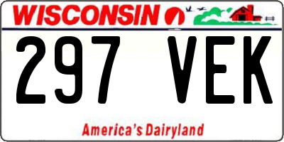 WI license plate 297VEK