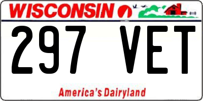 WI license plate 297VET