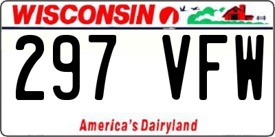 WI license plate 297VFW