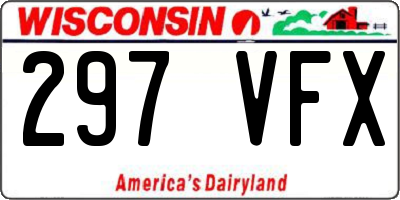 WI license plate 297VFX