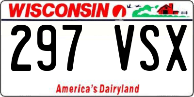 WI license plate 297VSX