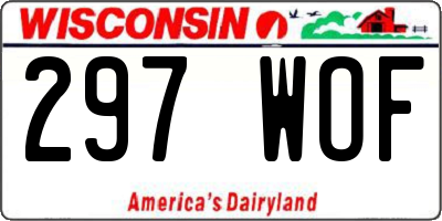 WI license plate 297WOF