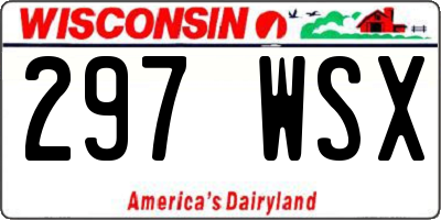 WI license plate 297WSX