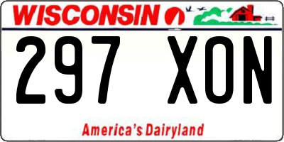 WI license plate 297XON