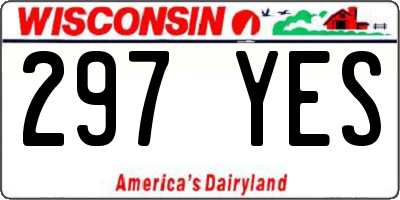 WI license plate 297YES
