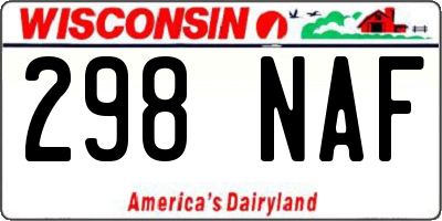 WI license plate 298NAF