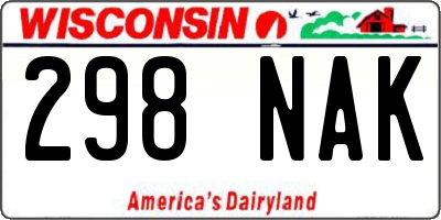 WI license plate 298NAK