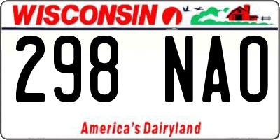 WI license plate 298NAO