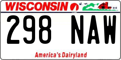 WI license plate 298NAW