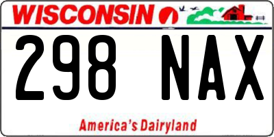 WI license plate 298NAX