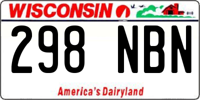 WI license plate 298NBN