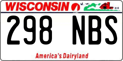 WI license plate 298NBS