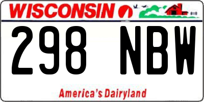 WI license plate 298NBW