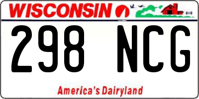 WI license plate 298NCG