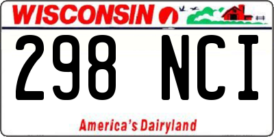 WI license plate 298NCI