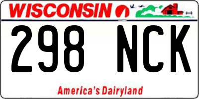 WI license plate 298NCK